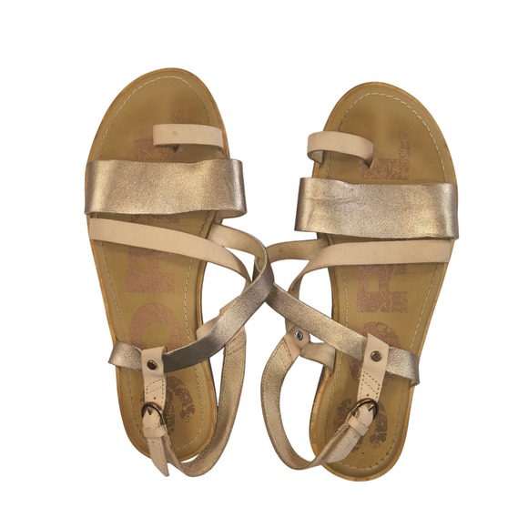 Sorel Shoes - Sorel Gold Metallic Strappy Gladiator Sandals Women’s Size 9